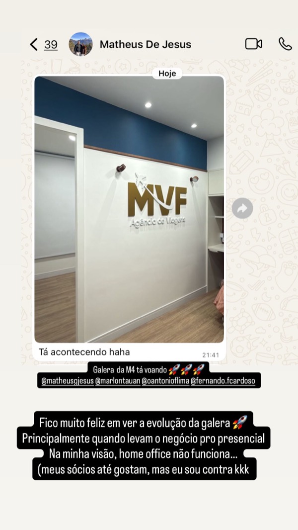 Depoimento de Matheus (MVF): agência crescendo e indo para o presencial